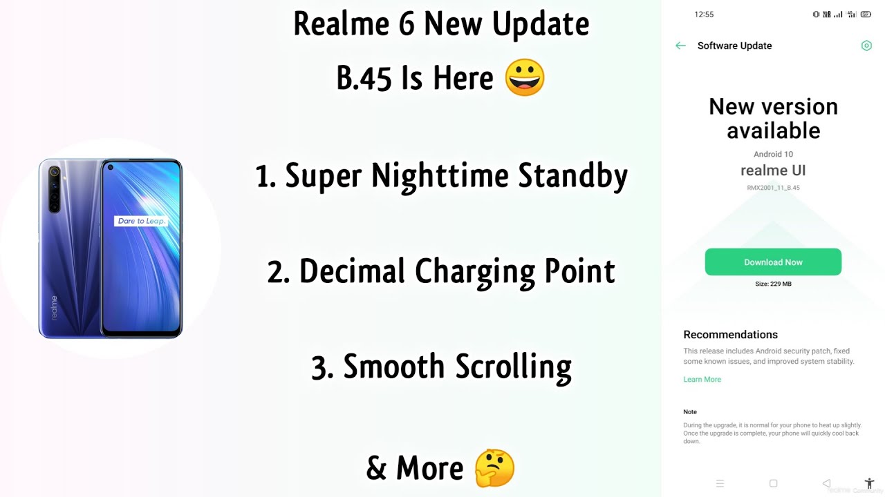 Realme 6 New Update B.45 - Decimal Charging Animation, Smooth Scrolling, Super Nighttime Standby 😀❤️