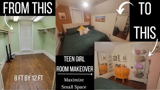 Bedroom Makeover | Tiny 8x12 Bedroom for Our Girls | Maximize Storage Tiny Bedroom | The1880cottage