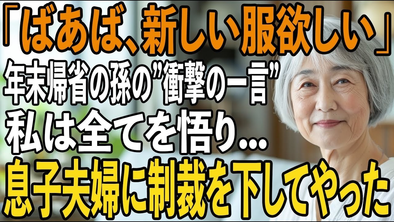 「この服、きついけど平気だよ」 年末の帰省で、孫が着ていたのは5年前に私が買った小さくなったトレーナーでした。息子夫婦は新しいブランドコートを着て、嫁は「エステに月10万円かかる」と自慢する。私は15年間、毎月10万円を仕送りしてきたのに、孫は遠足にも行けず、短くなった鉛筆を使っていました。「どうせ母さんの金だろ。好きに使って何が悪い」—...
