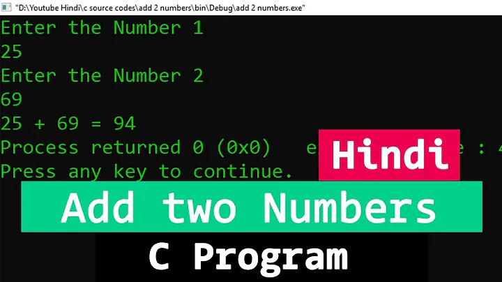 C Program to Find the Addition / Sum of Two Numbers | Tutorial in Hindi