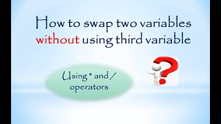 Swapping of variables using * and / operators | Subha Sree