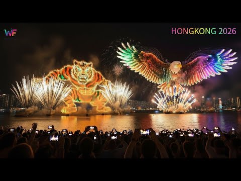Hong Kong Victoria Harbour 2026 (4K) | Ultimate LED + Fireworks + Laser Festival | AI Cinematic — free youtube stock footage