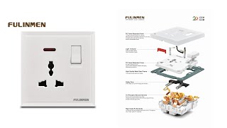 Multi plug base 13A FULINMEN brand switch UK typewith indicator light F1-W-05 high grade