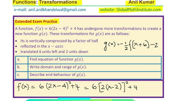 Transformation of Transformed Function MCR3U MHF4U Extended Concepts Anil Kumar Classes