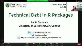 Zadia Codabux: Technical debt in R packages.