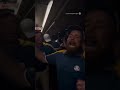 Team Europe Celebrates Victory on Team Bus