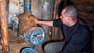 Bucket stove, Cozy Dugout in the woods, Bushcraft shelter building