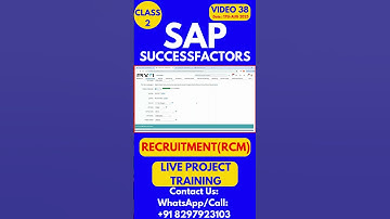 SAP SuccessFactors RCM Training Online Tutorial Class 38 17th August 2025 #sapsuccessfactorstraining