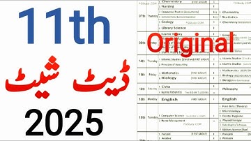 class 11 date sheet 2025|11th class date sheet 2025|date sheet class 11 2025 #11th #2025 #datesheet