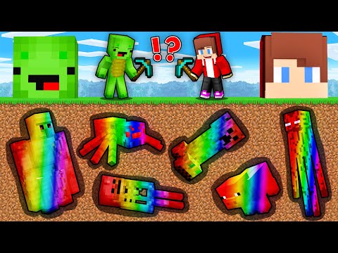 Mikey and JJ RAINBOW MOBS Mine Battle in Minecraft ! - Maizen