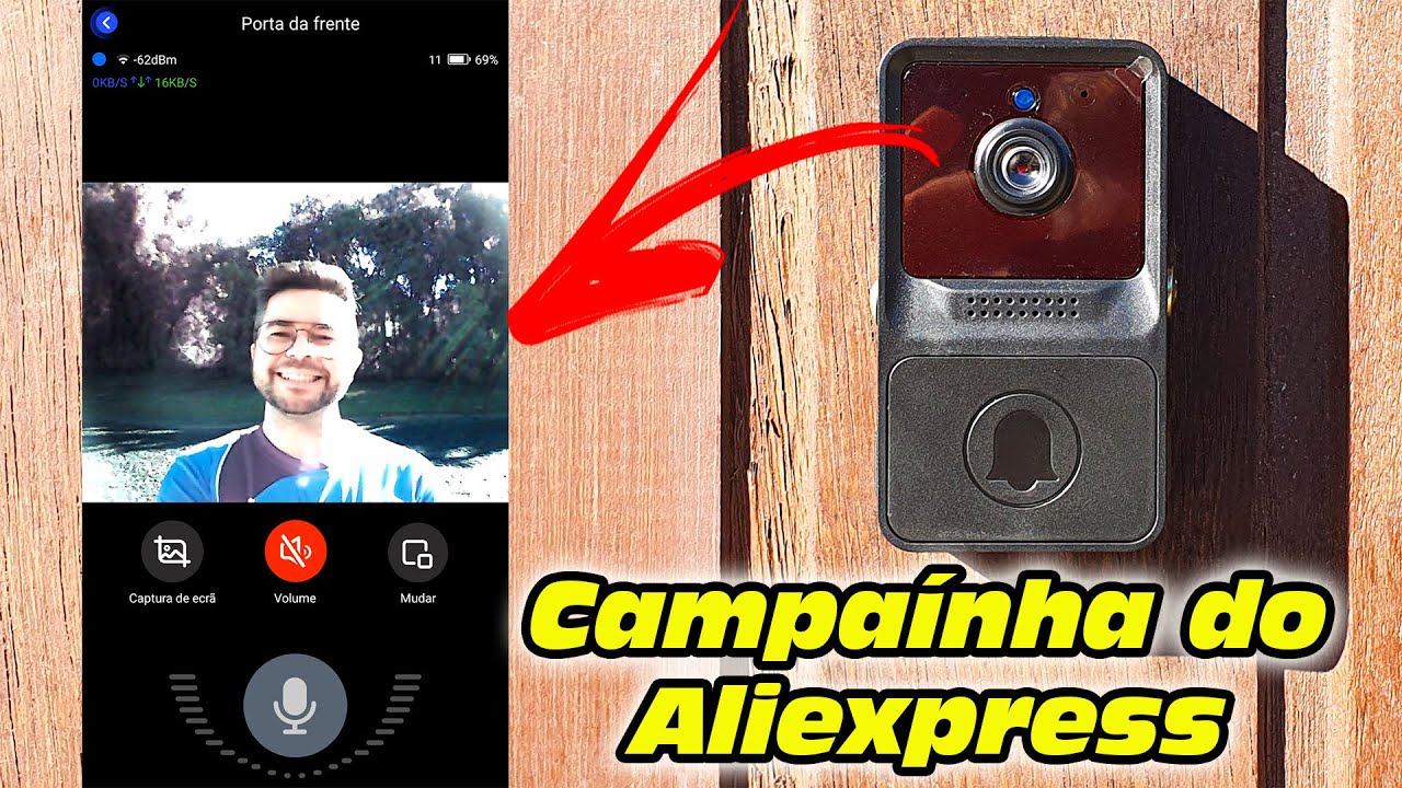 Campainha com câmera e sem fio do Aliexpress - Bem barata! 