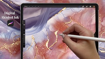 Digital Alcohol Ink Painting in Procreate with Gold Foil and Glitter