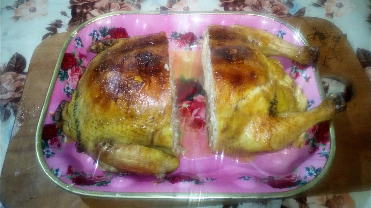 Курица фаршированная блинами.