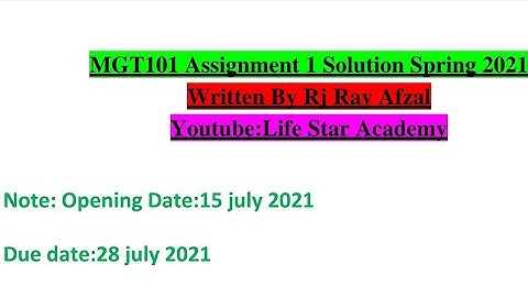 ||MGT101 Assignment No:01  100% Correct Solution Spring 2021|| By Rj Ray Afzal||