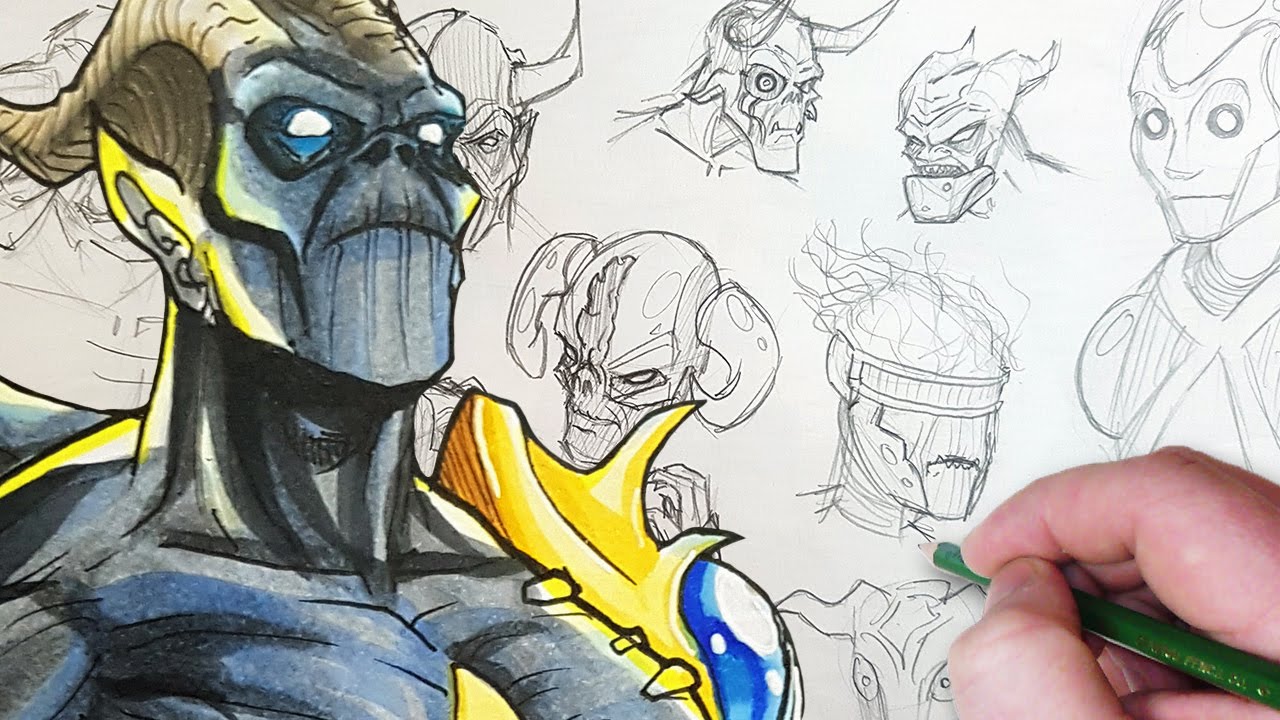 Drawing A Cybernetic Demon Character Design Session Youtube