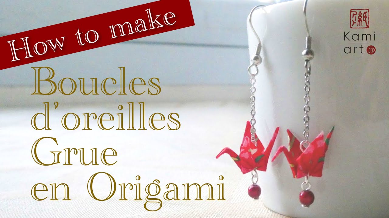 DIY Boucles d'oreilles Grue Origami (crane earrings / 鶴ピアス) en