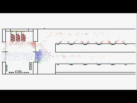 Modelling of pedestrian behaviour at a railway station (2D)