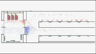 Modelling of pedestrian behaviour at a railway station (2D)