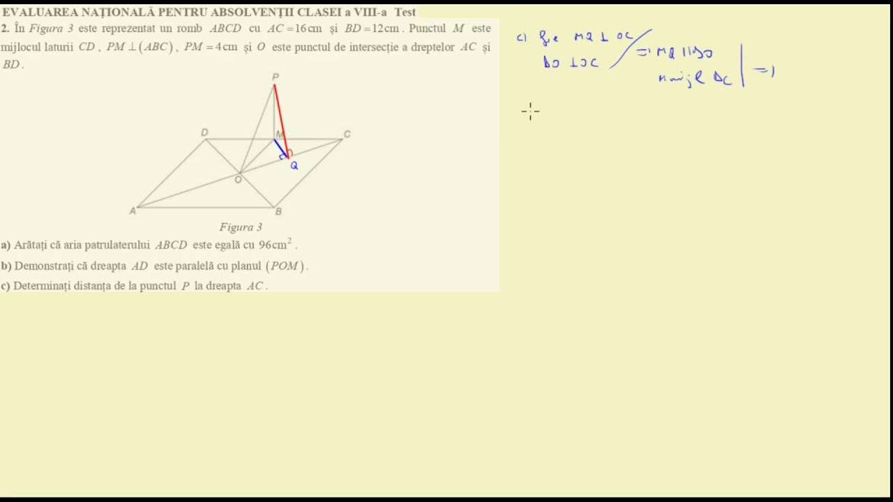 Distanta De La O Dreapta La Un Plan Evaluare Nationala 2020, Test 22 III02- Distanta de la un punct la o
