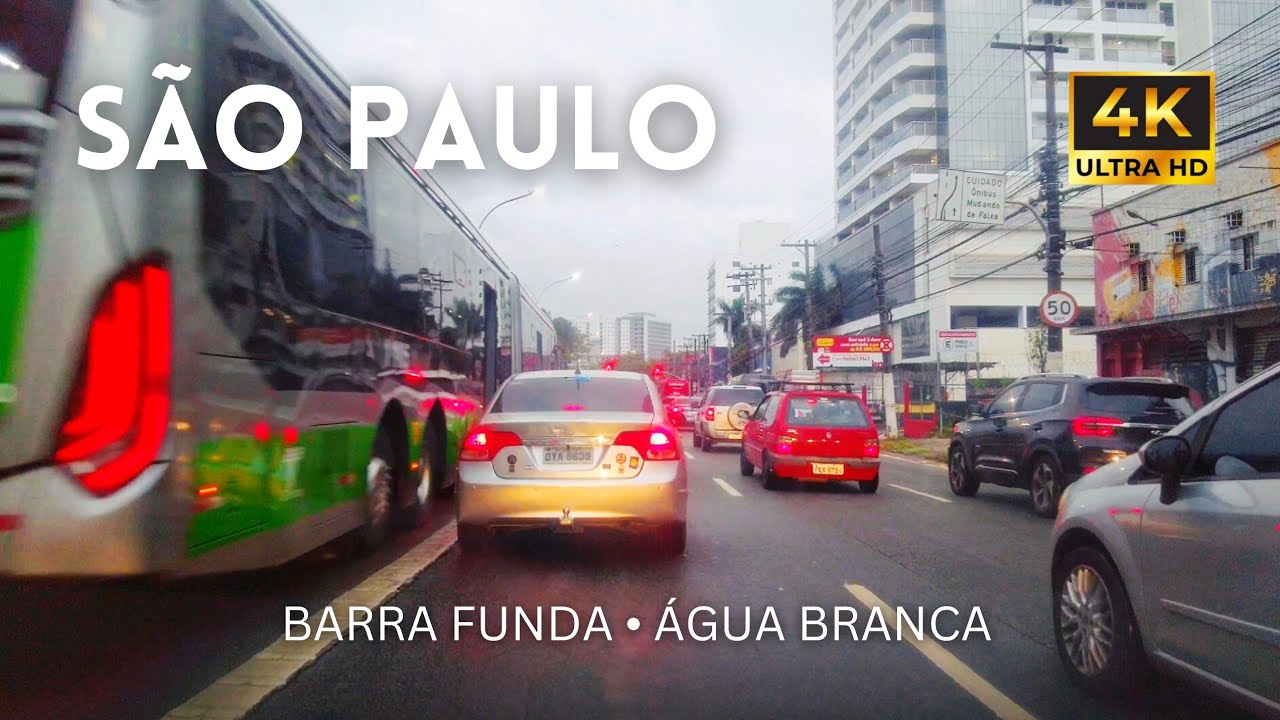 🇧🇷 Dirigindo pela BARRA FUNDA e ÁGUA BRANCA | São Paulo 4K