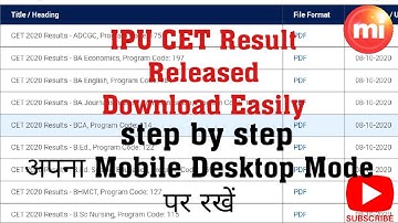 IPU CET Result 2020 download/ IPU CET Result 2020/ IPU entrance exam result declared/ipu result 2020