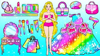 [🐾paper Diy🐾] Pink Rapunzel Pregnant Makeup and Dress Up NEW FASHION | Rapunzel Compilation 놀이 종이