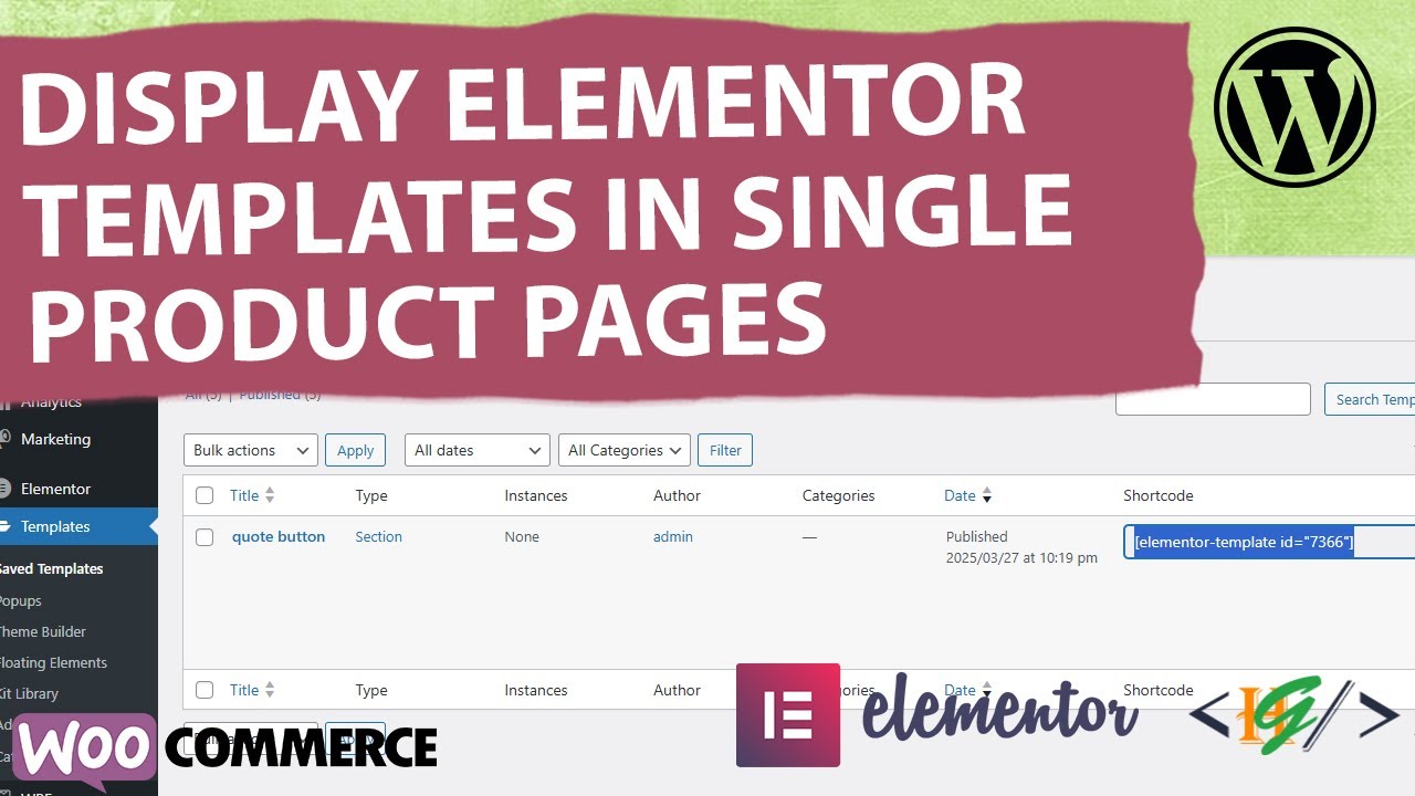 How to Display Elementor Template Shortcode on All Single Product Pages ...