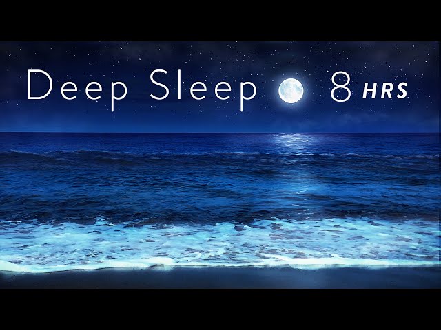 8 Hours Ocean Waves at Night for Deep Sleep - Relaxing Tropical Beach at Night for Sleeping class=