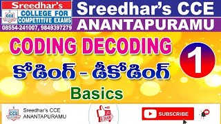 CODING - DECODING - 1/  Reasoning  /Sreedhar's CCE ANANTAPURAMU