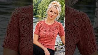 ✨ Нежная ажурная кофточка спицами «Коралловые листья» 🌿Реглан-погон в кокетке #knitting