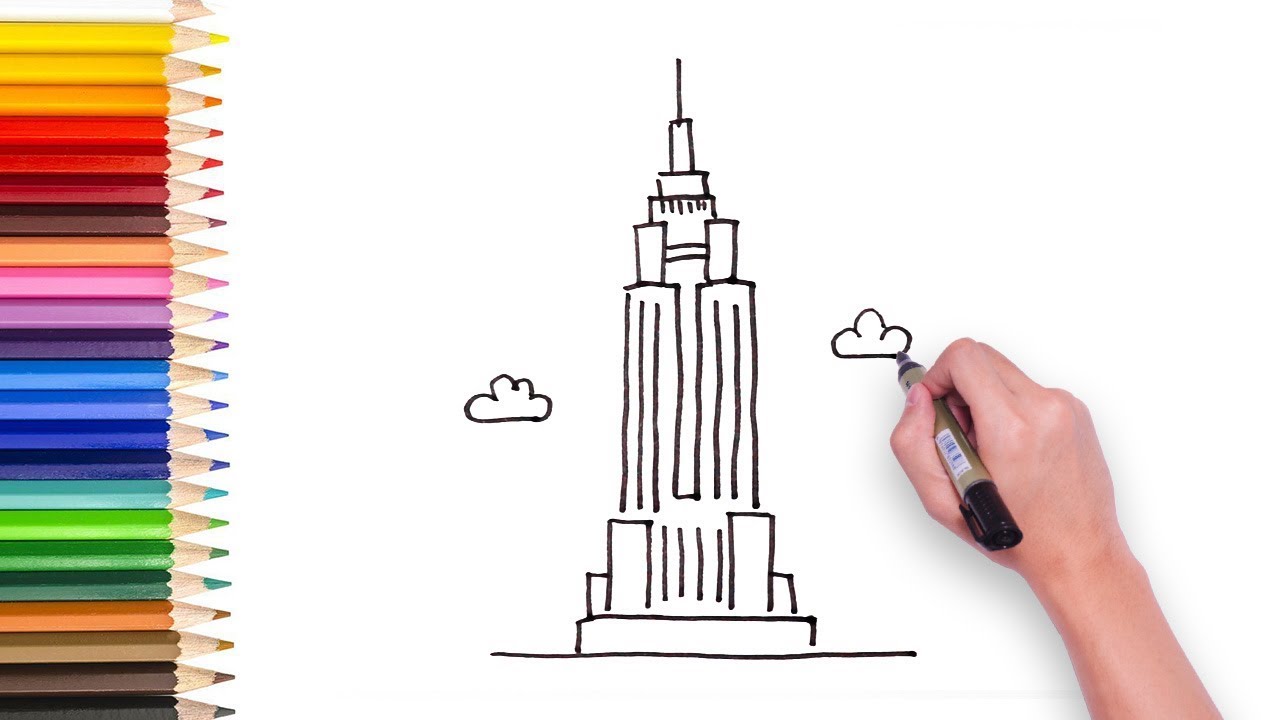 Premium AI Image  A drawing of the empire state building in new york city