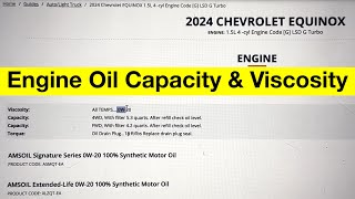 2024 Chevrolet Equinox Engine Oil Capacity & Viscosity