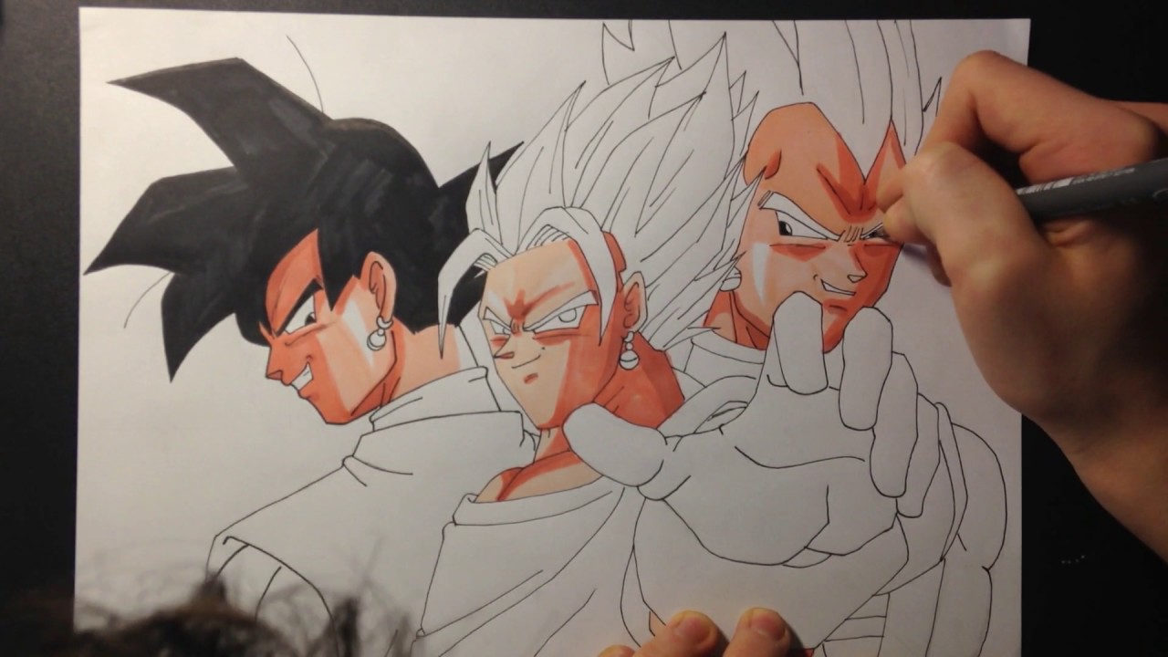 Goku Black Vegeta desenho linha artística, dragon ball preto e