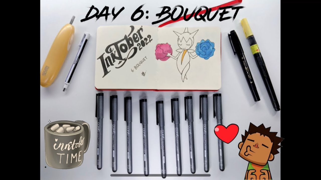 INKTOBER 2022 || MY FIRST TIME DAY 6 BOUQUET || #Jrc #inktober - YouTube