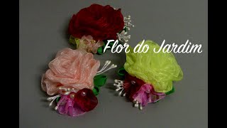 Rosas de fita de organza - organza ribbon flowers - Organzaband Rosen,