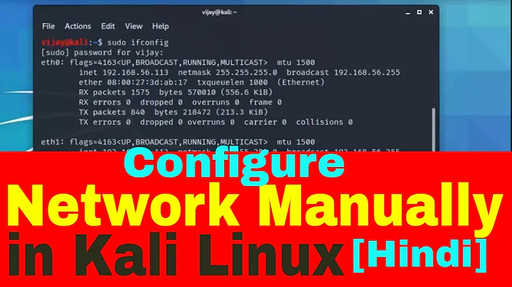 How to configure network manually kali linux tutorial for beginners in Hindi