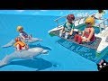 La familia playmobil se baa con delfines y en la piscina del barco crucero de vacaciones  juguetes