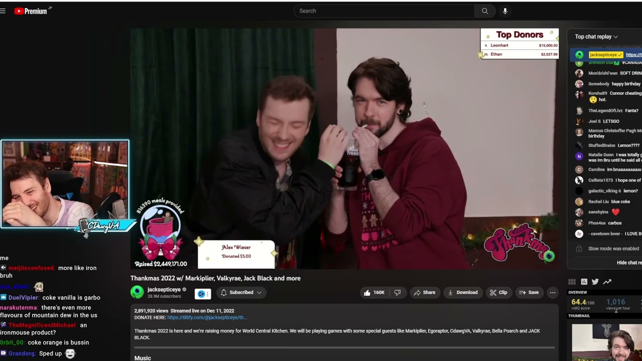 Connor reacting to his appearance on Thankmas 2022