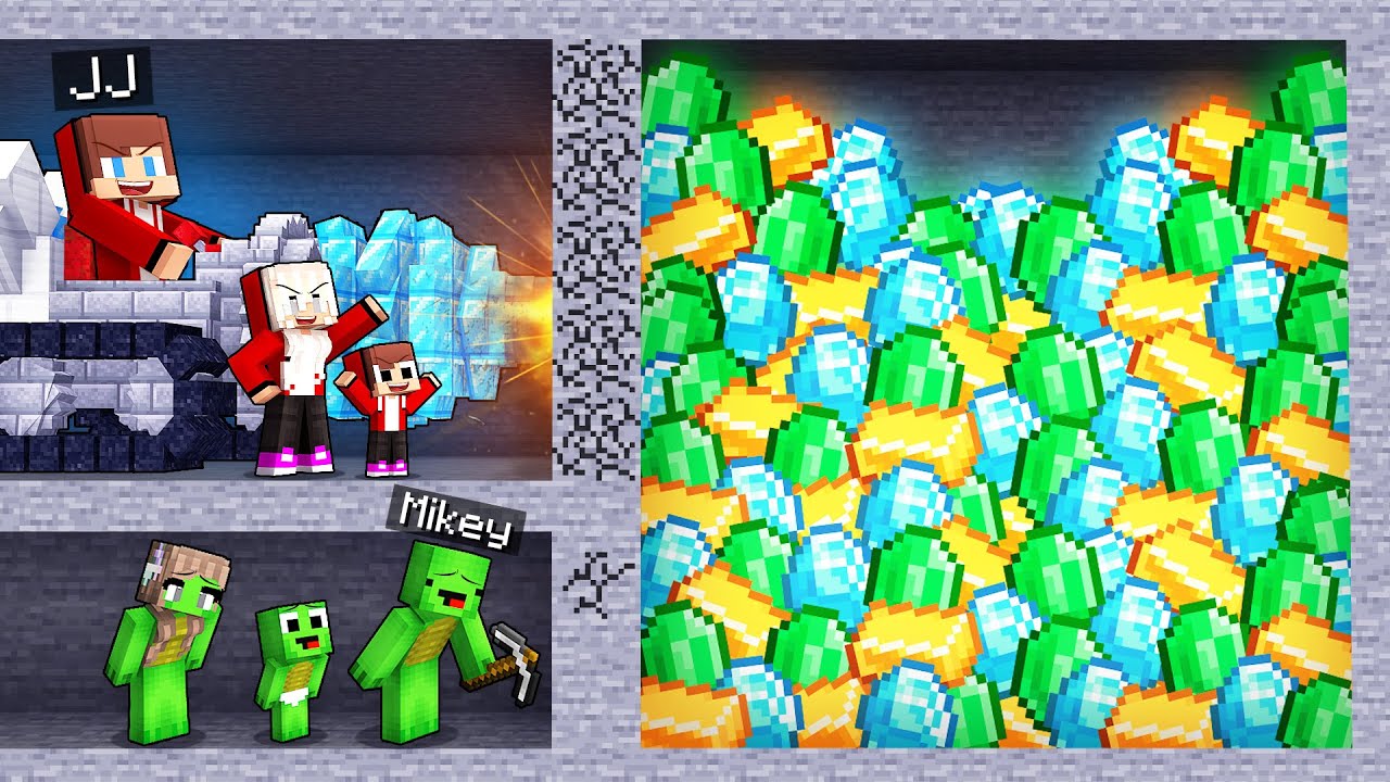 JJ and Mikey: POOR vs RICH Tunnel Treasures Family Battle in Minecraft - Maizen