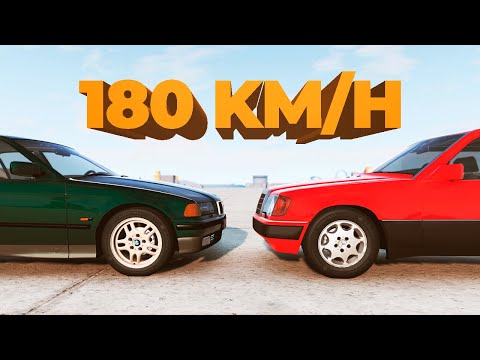 BMW E36 vs Mercedes W124! 180 Km/h Crash Test (BeamNG Drive)