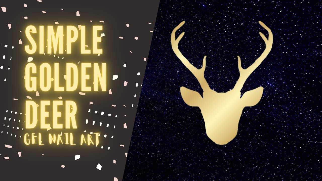Easy Golden Deer gel nail art