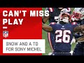 Sony Michel Scores Big as the Snow Starts to Fall