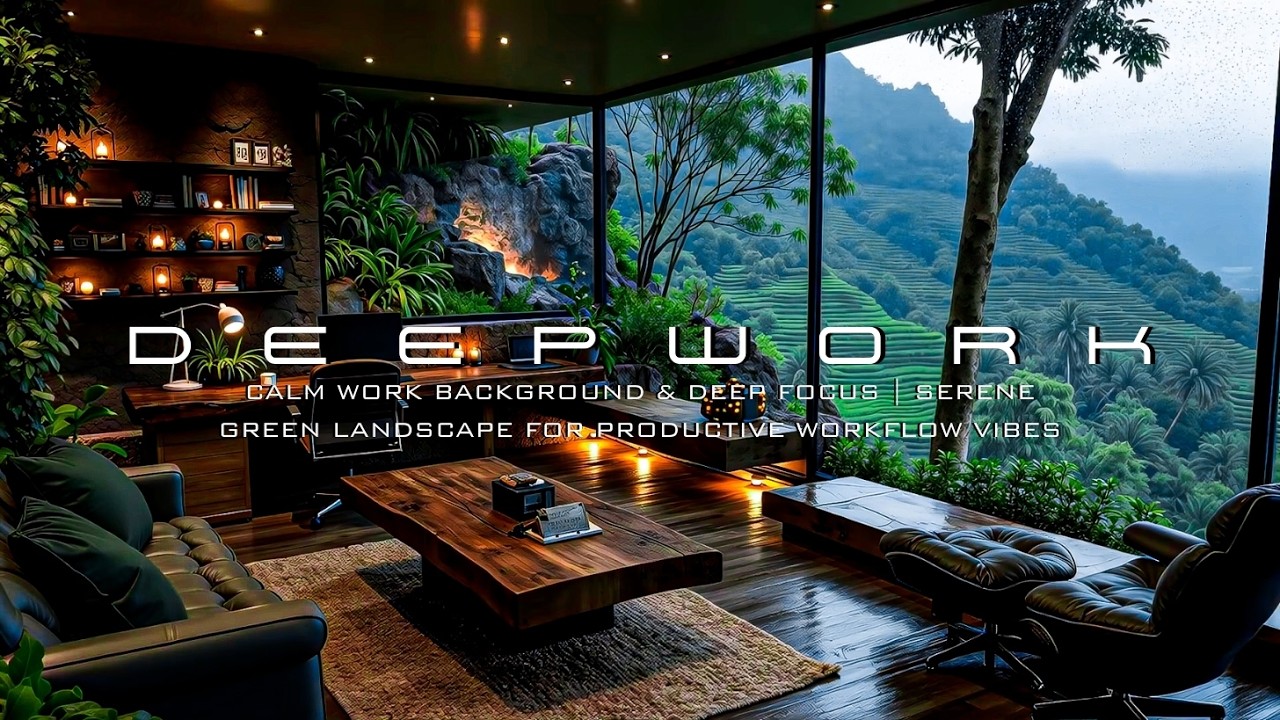 Спокойный Разум и Глубокий Фокус | Безмятежный Зеленый Пейзаж для Продуктивной Работы
