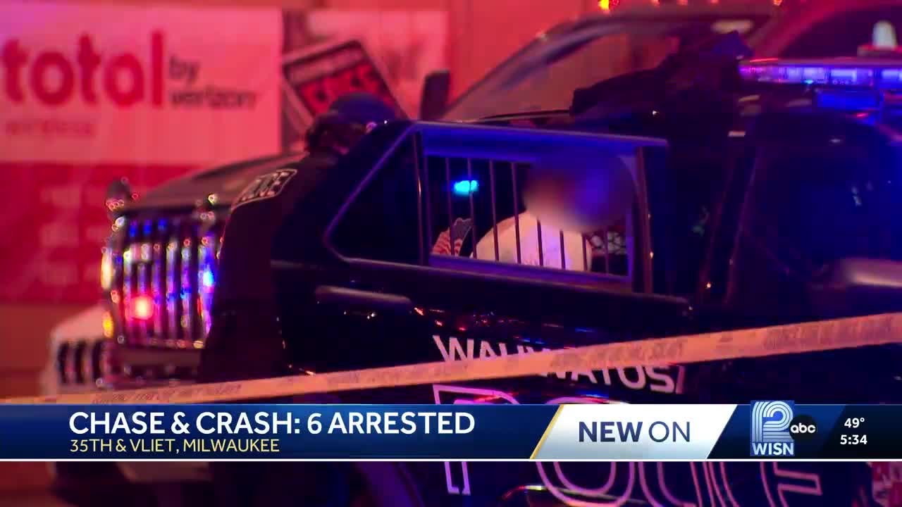 Six teens arrested after police chase & crash in stolen car - YouTube