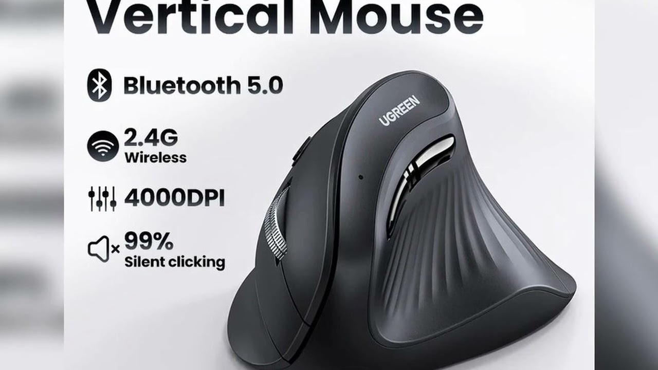 A must-have product! UGREEN Vertical Mouse Wireless Bluetooth5.0 2.4G Ergonomic 4000DPI 6 Mute But