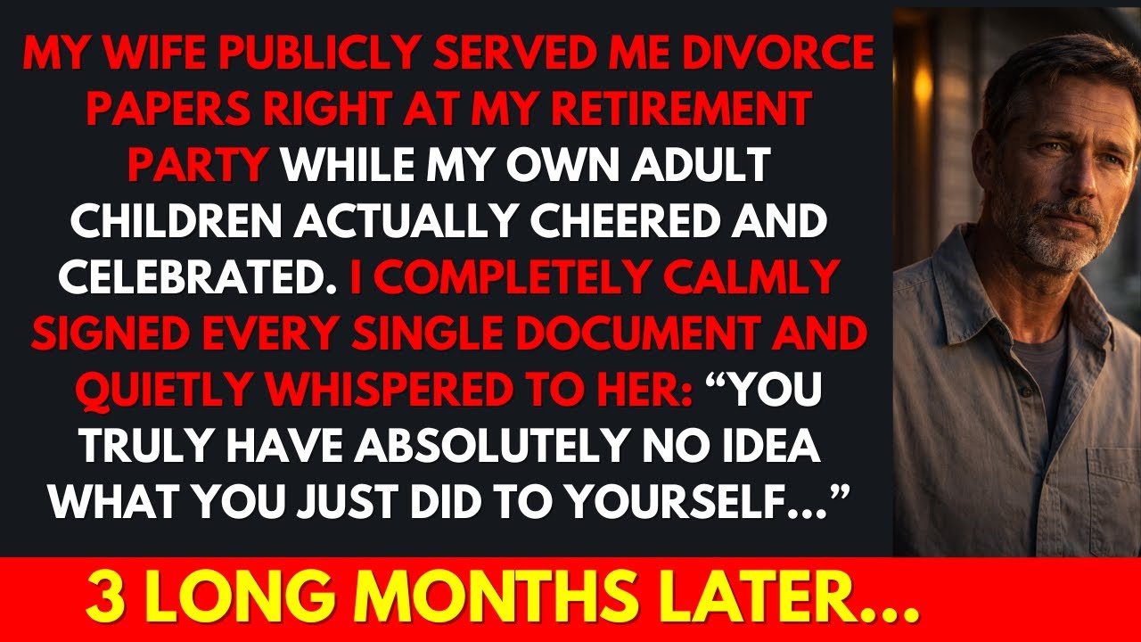 She Served Me Divorce Papers at My Retirement Party—3 Months Later, She Learned Who Really Retired