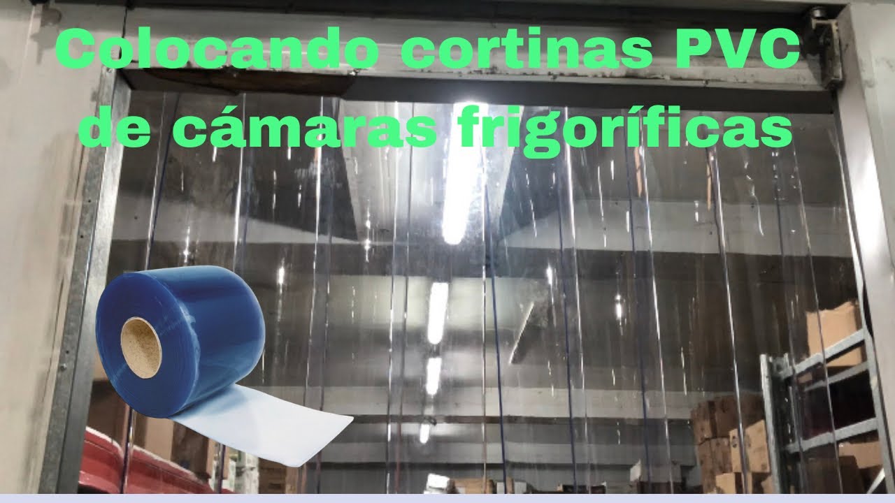Colocando cortinas PVC cámaras frigoríficas