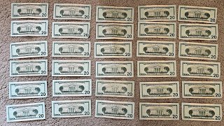 $600 in $20’s currency search (fancy serial number search)