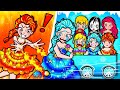 Paper Dolls Dress Up - Elsa Fire Sinister vs Mother Frozen Poor Dress - Barbie Story & Crafts