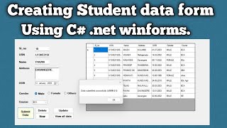 Creating student data form|| Using C# .net winforms || MSSQL ||# In KANNADA & ENGLISH ||